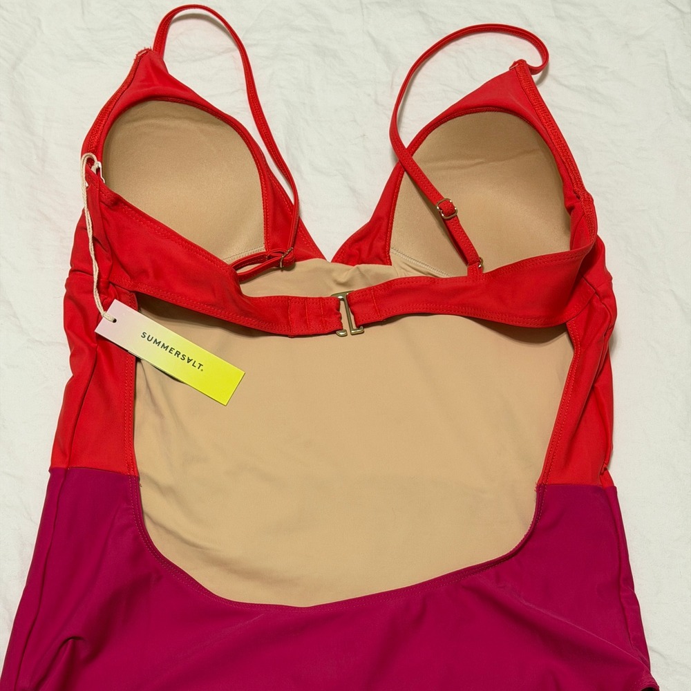 Summersalt The Wave One Piece Swimsuit Red Pink Colorblock Size 12 NWT - Picture 11 of 15